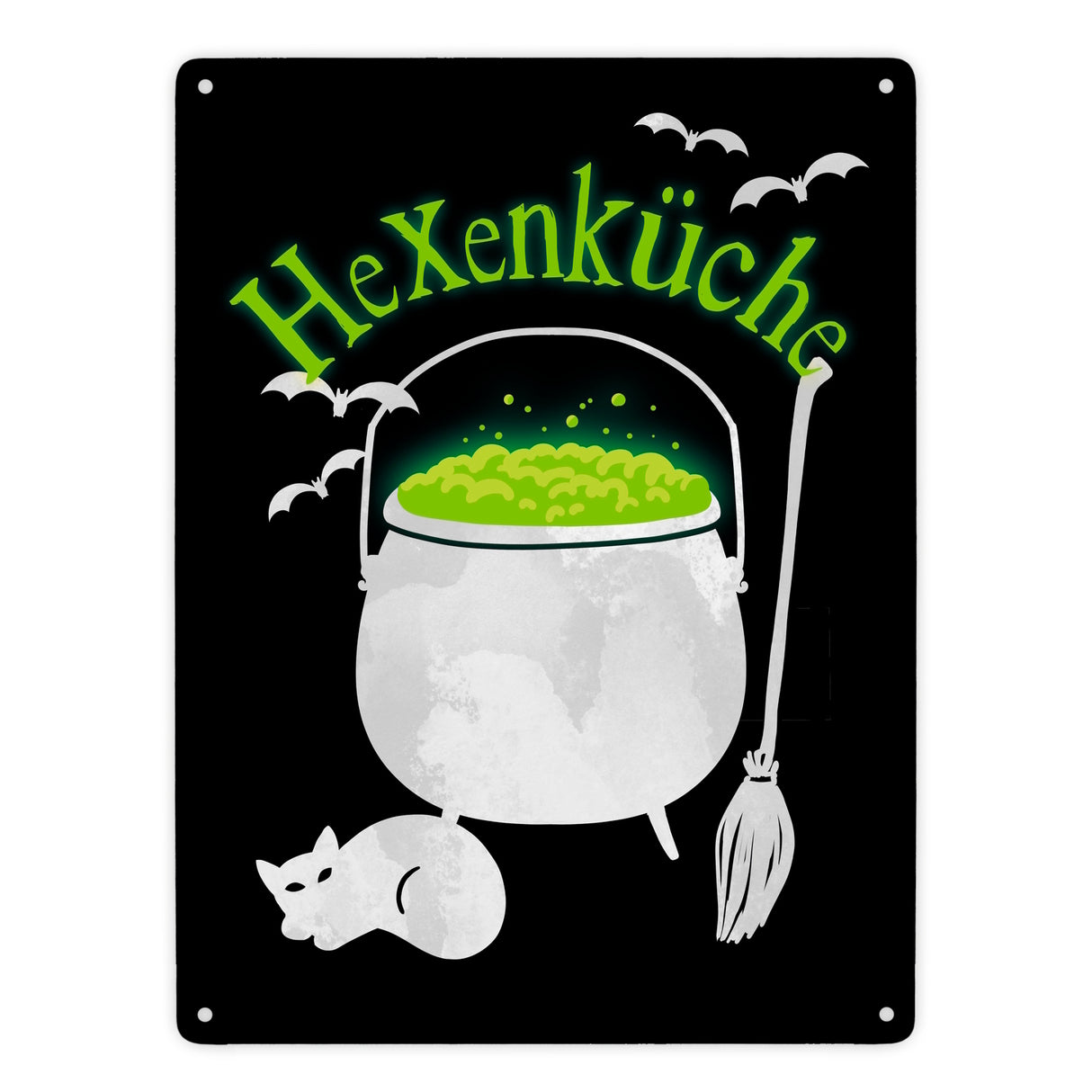 Hexenküche Metallschild mit Hexenkessel für Halloween