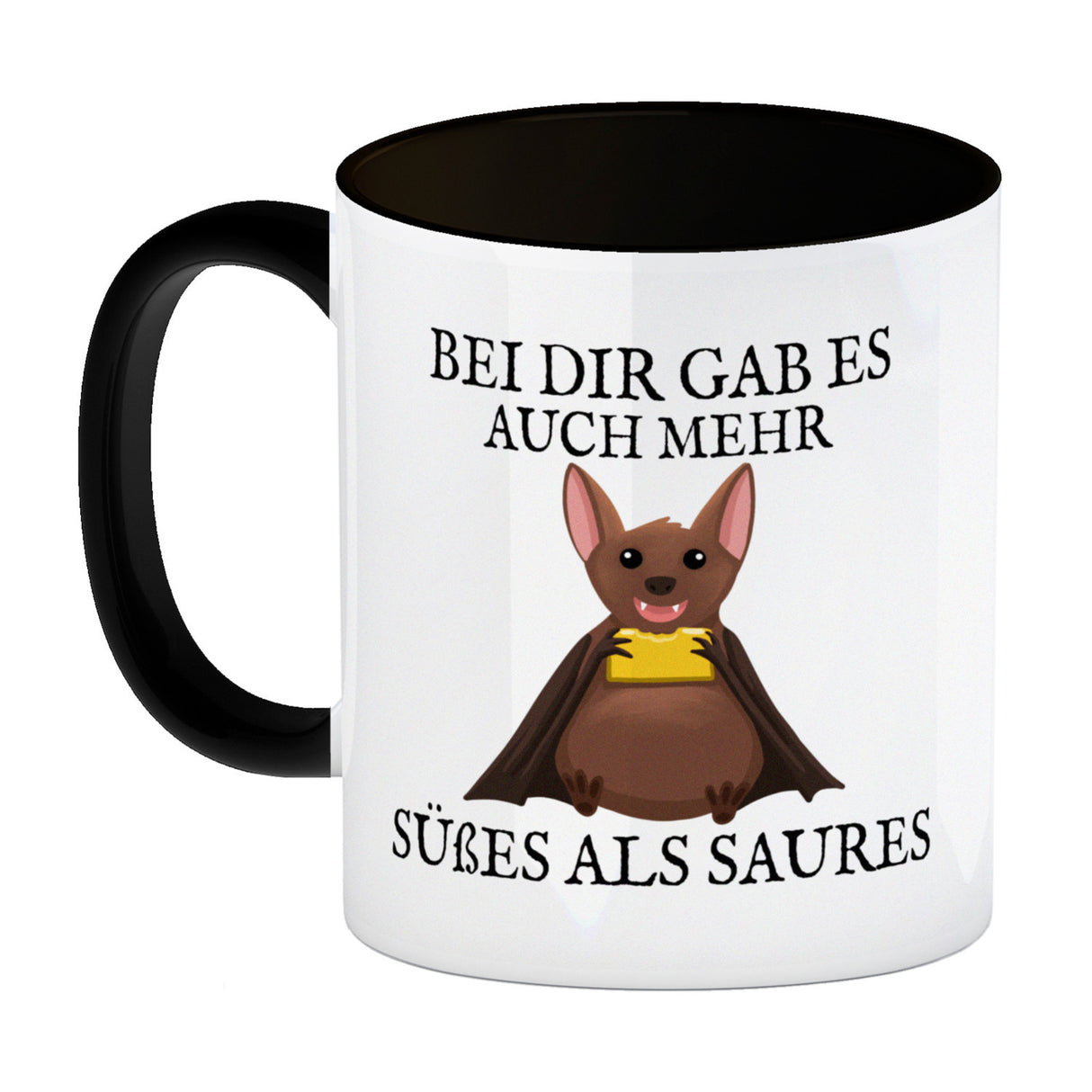 Bei dir gab es auch mehr Süßes als Saures Kaffeebecher mit dicker Fledermaus