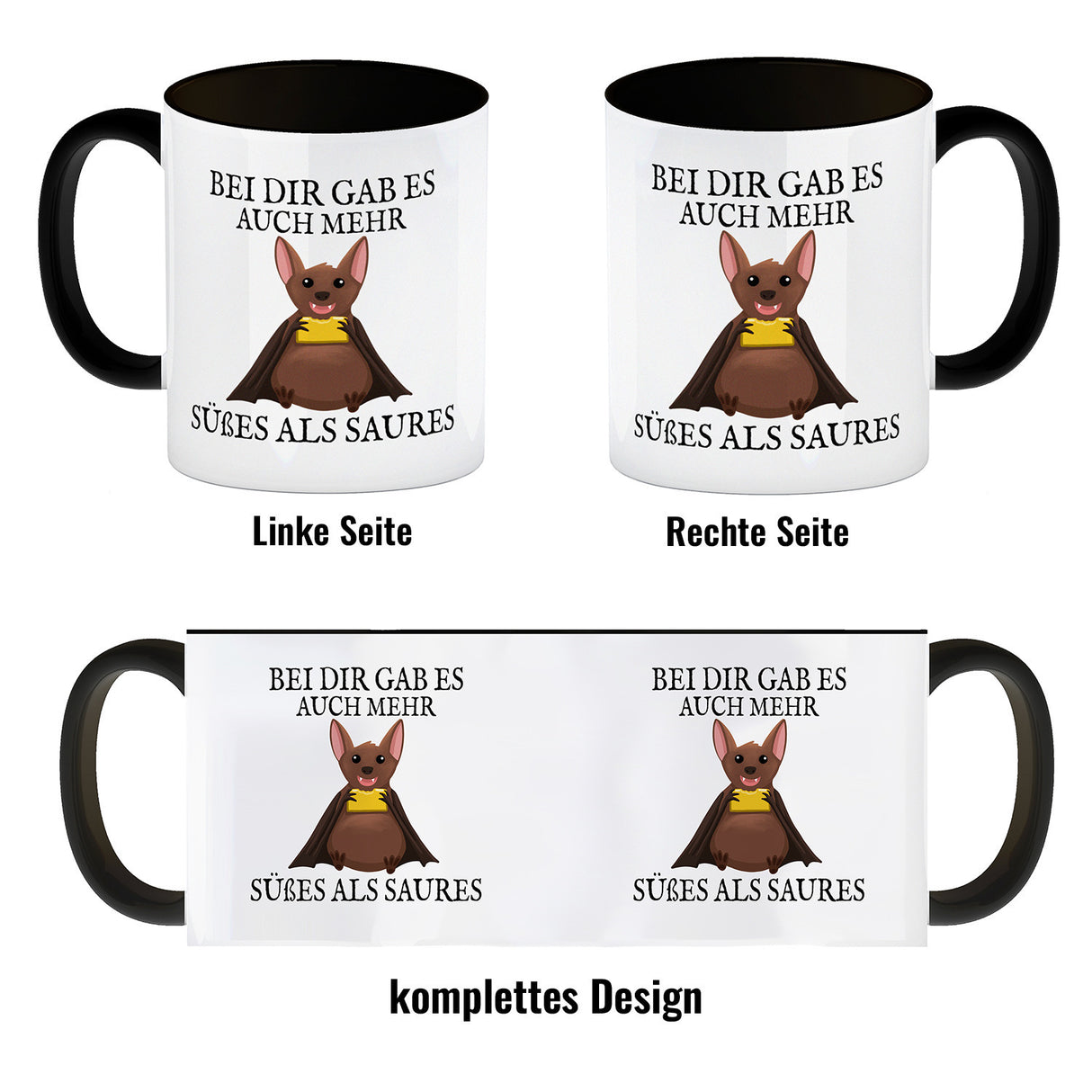 Bei dir gab es auch mehr Süßes als Saures Kaffeebecher mit dicker Fledermaus