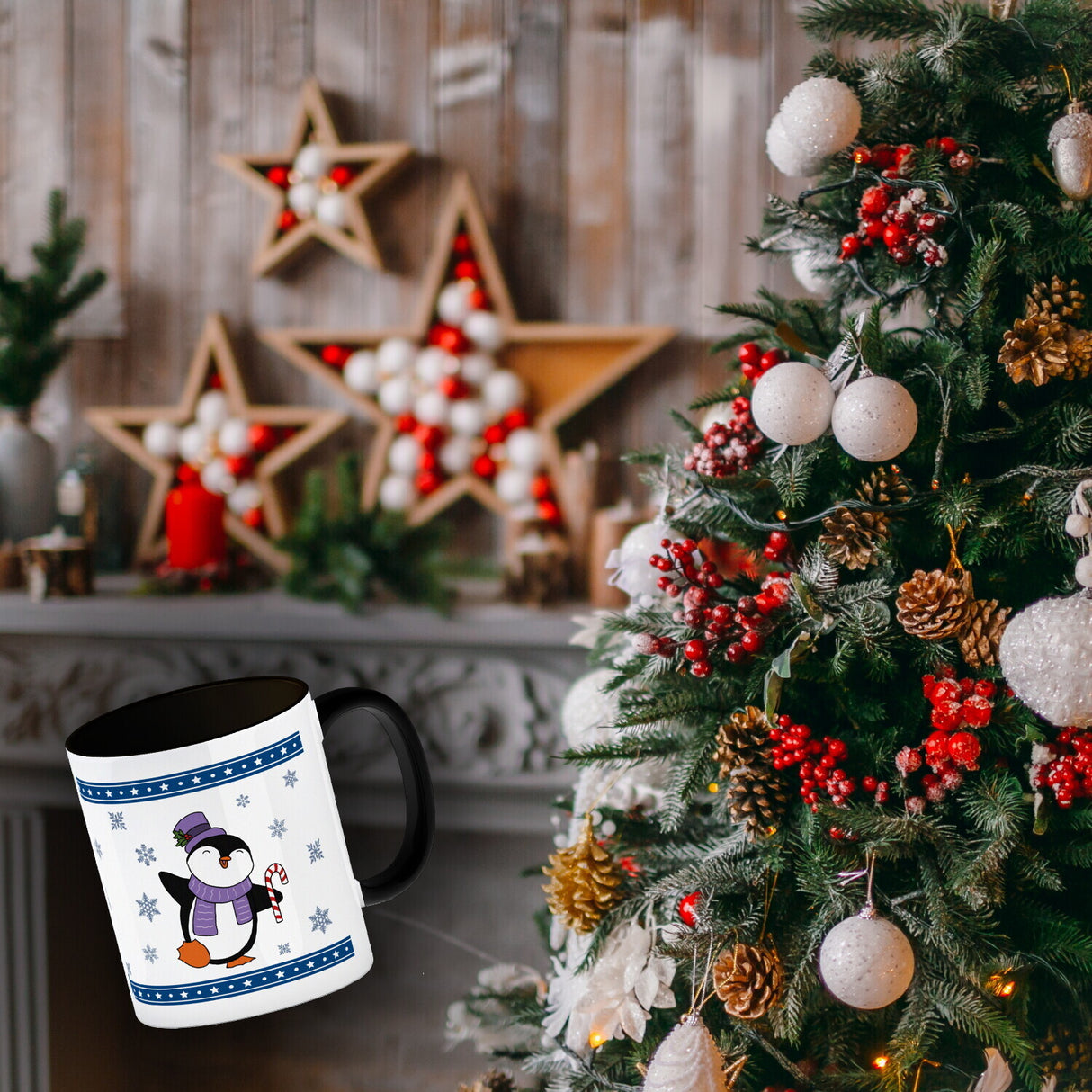 Tanzender Winter Pinguin Weihnachten Kaffeebecher