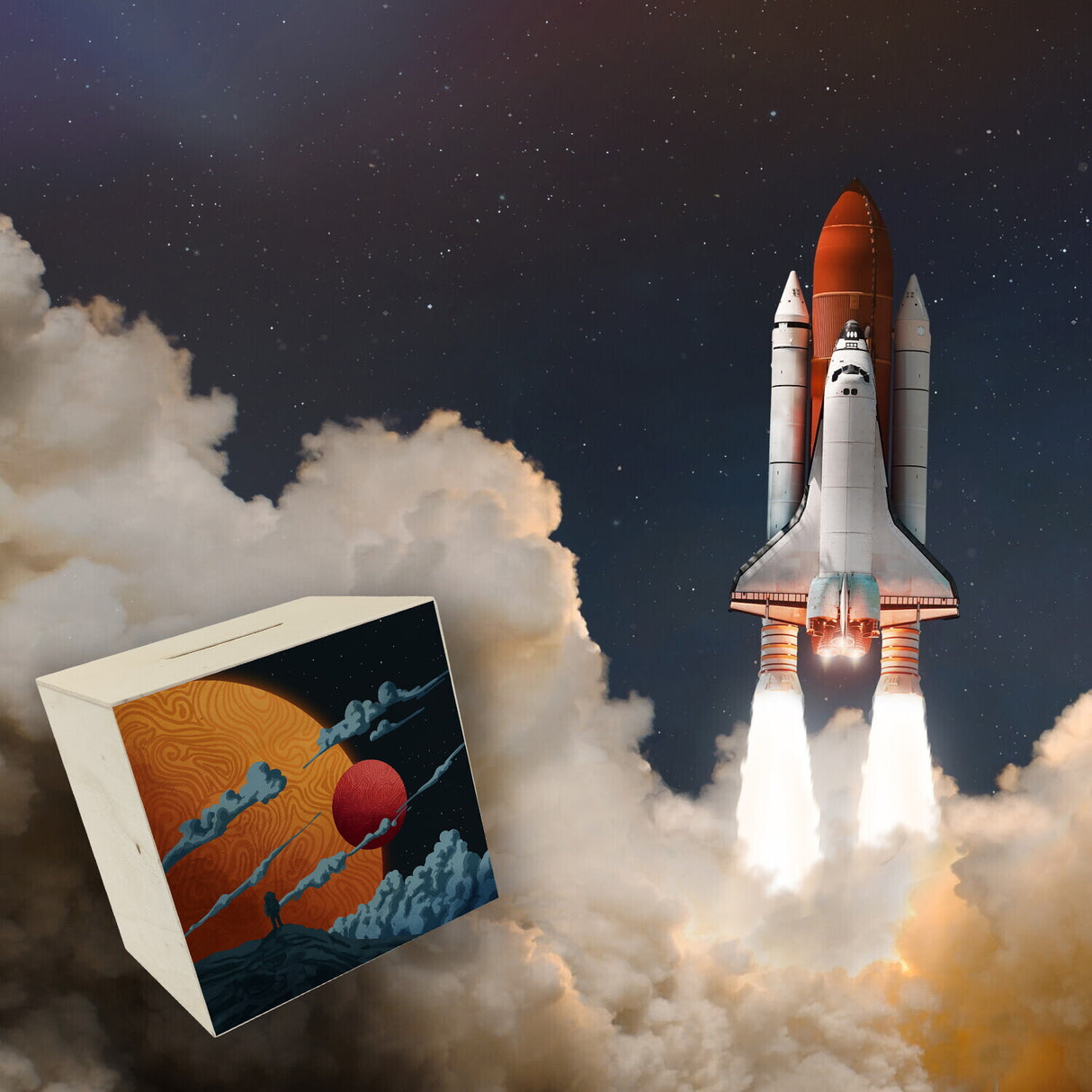 Science-Fiction Motiv Planeten Spardose