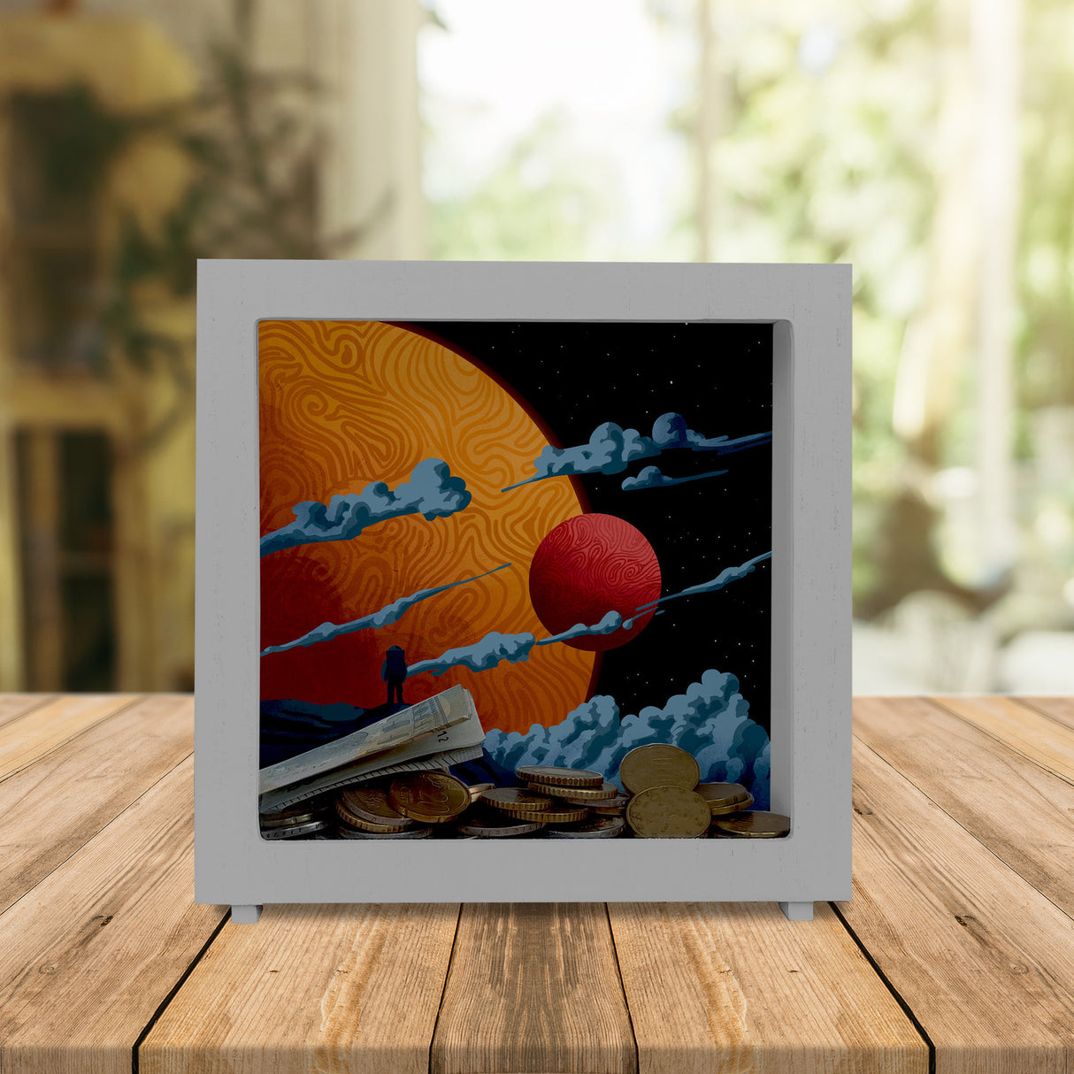 Science-Fiction Motiv Planeten Spardose
