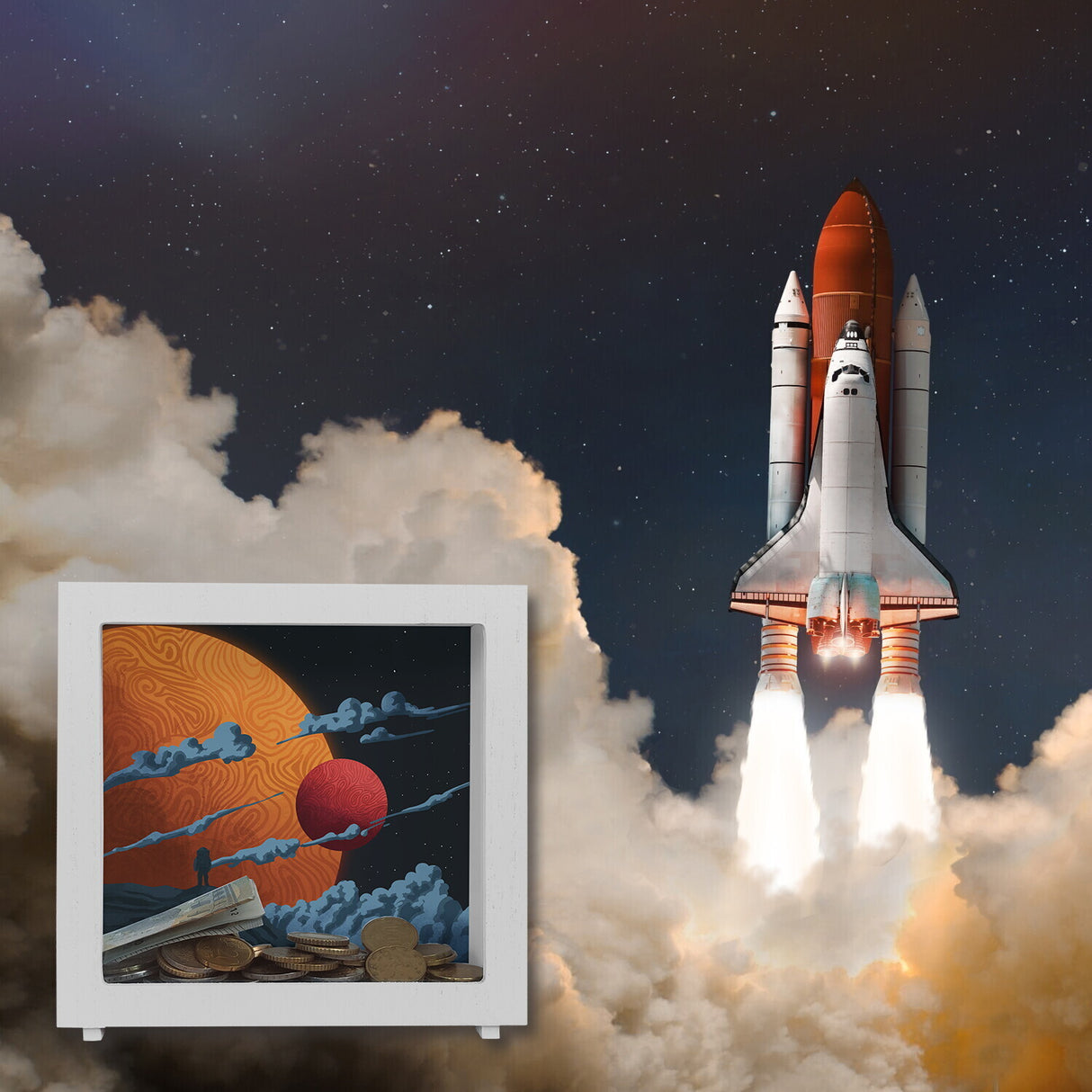 Science-Fiction Motiv Planeten Spardose