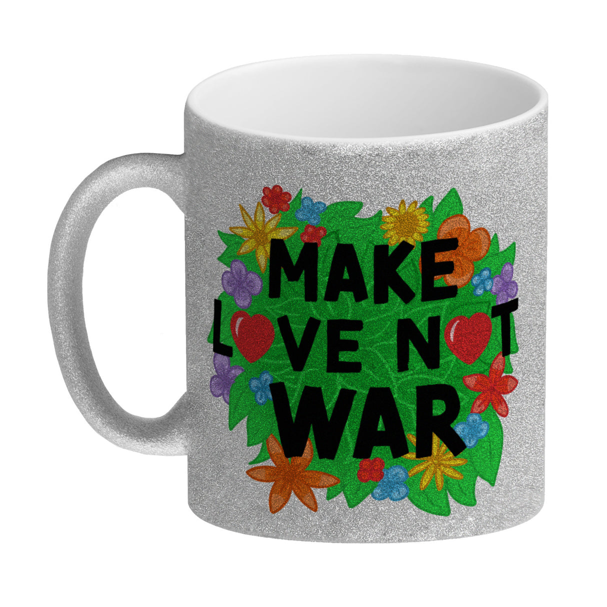 Make love not war Blumenmotiv Kaffeebecher