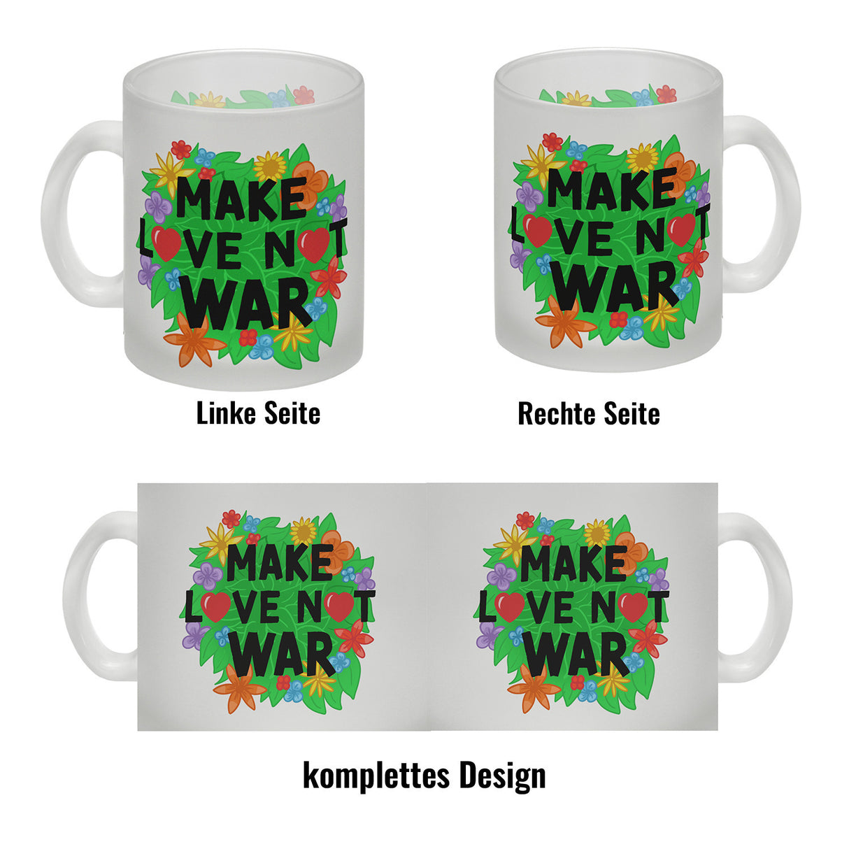 Make love not war Blumenmotiv Kaffeebecher