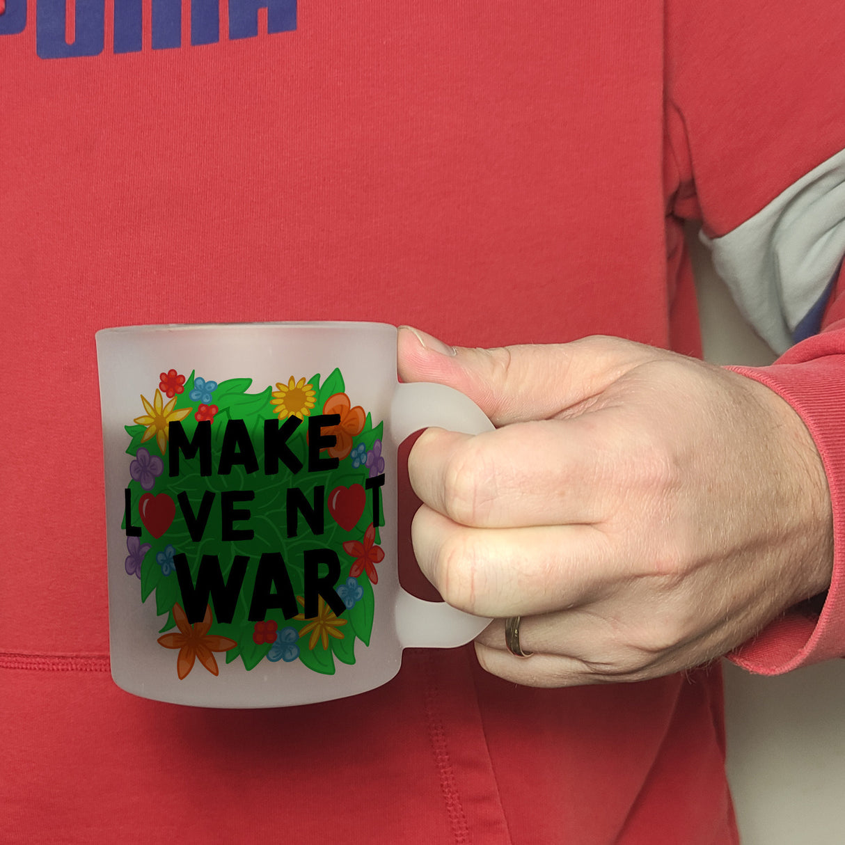 Make love not war Blumenmotiv Kaffeebecher
