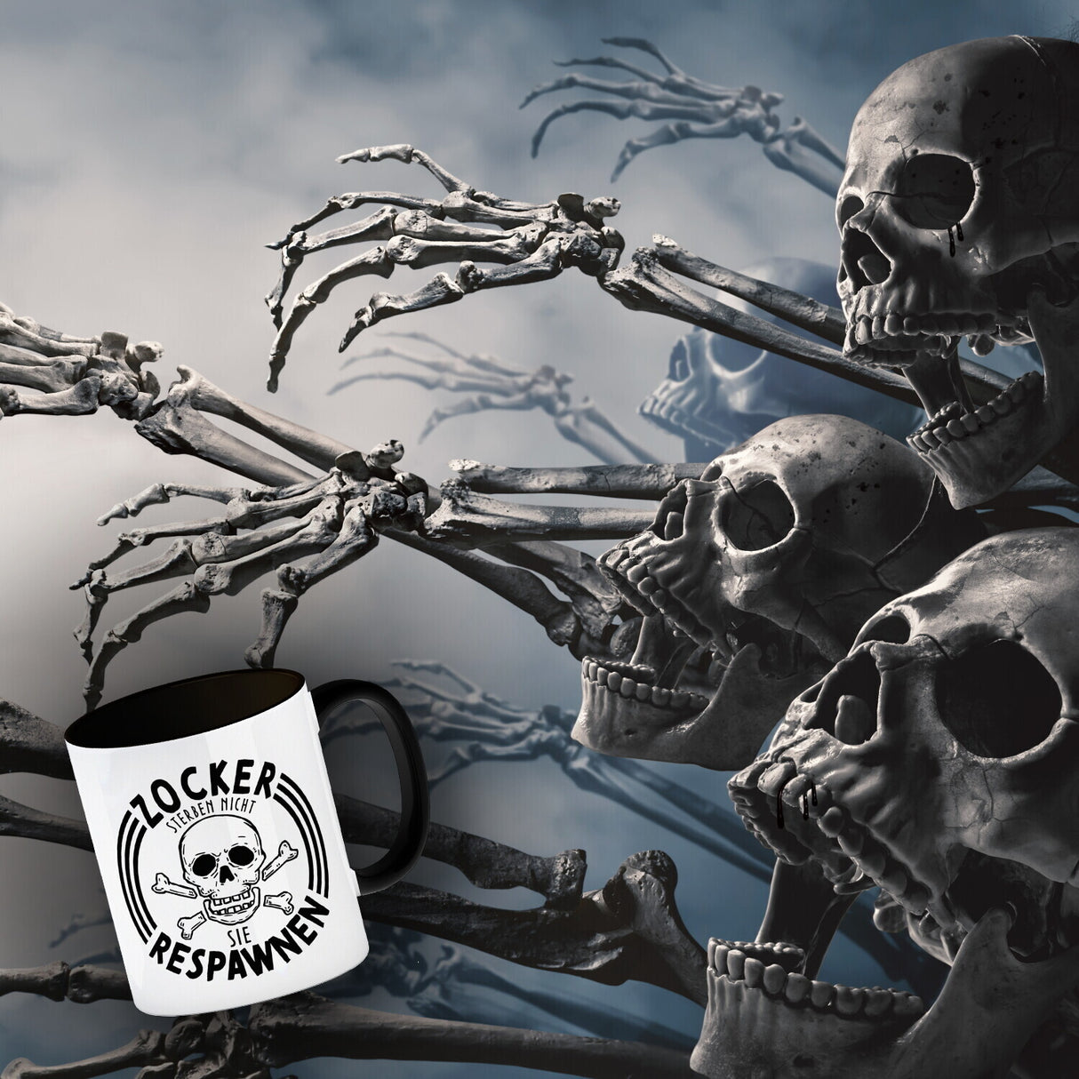 Zocker sterben nicht sie respawnen Totenkopf Kaffeebecher