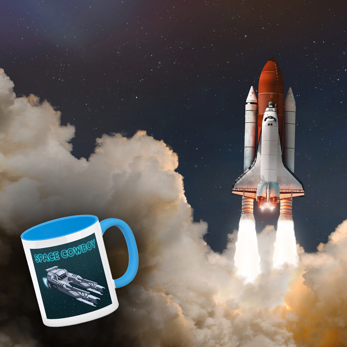 Space Cowboy Raumschiff Kaffeebecher