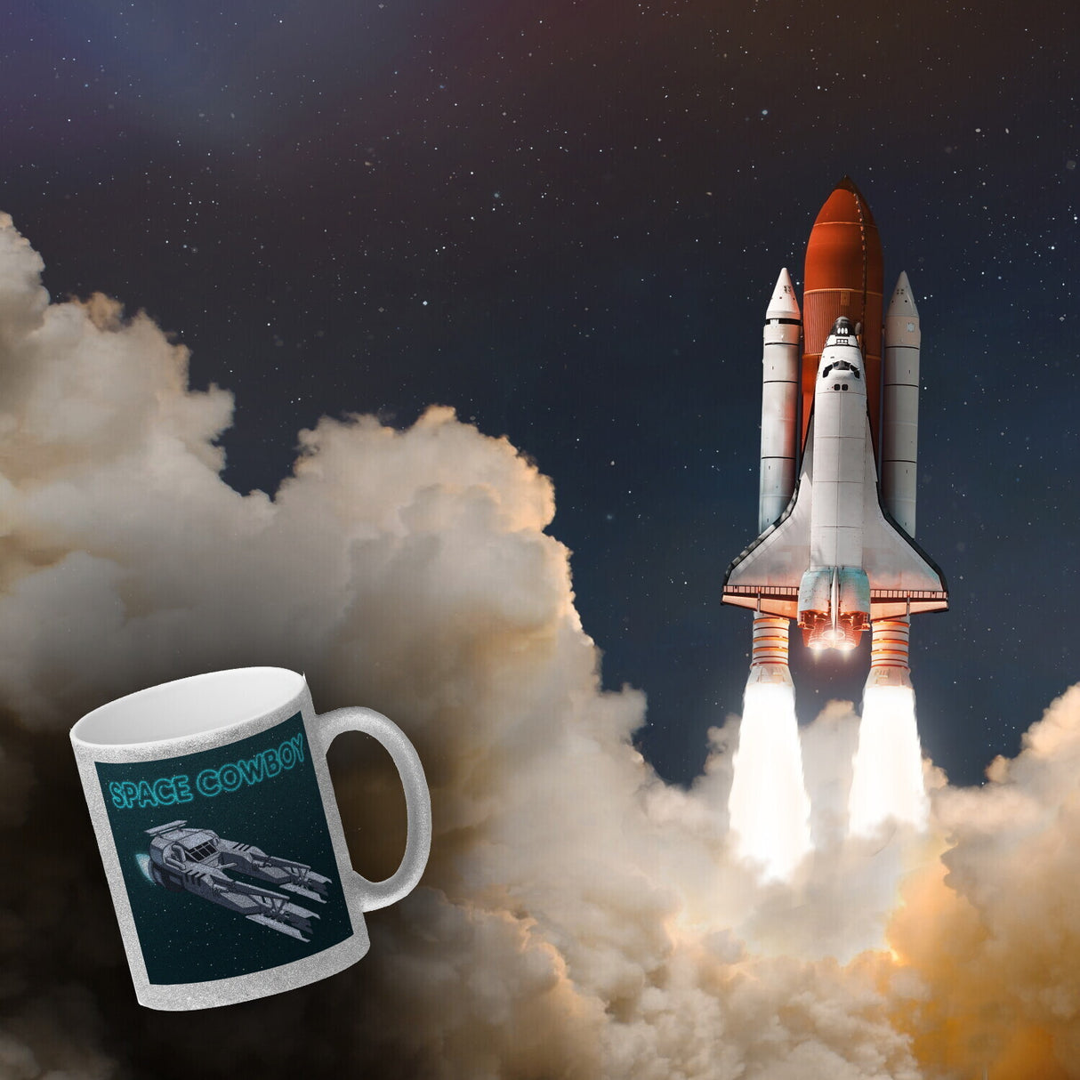 Space Cowboy Raumschiff Kaffeebecher