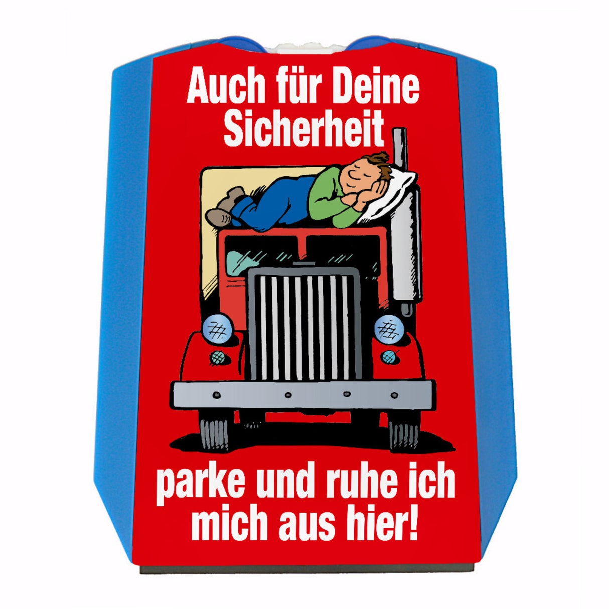 Ruhezeit für LKW-Fahrer Comic Parkscheibe in blau