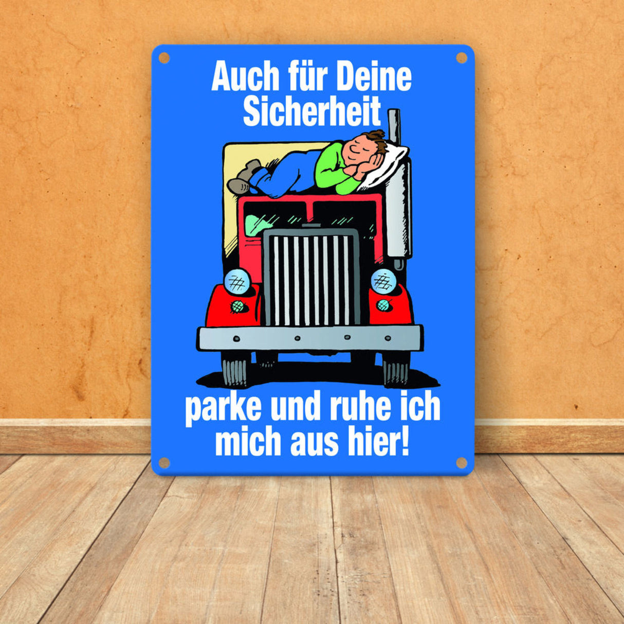 Ruhezeit für LKW-Fahrer Comic Metallschild