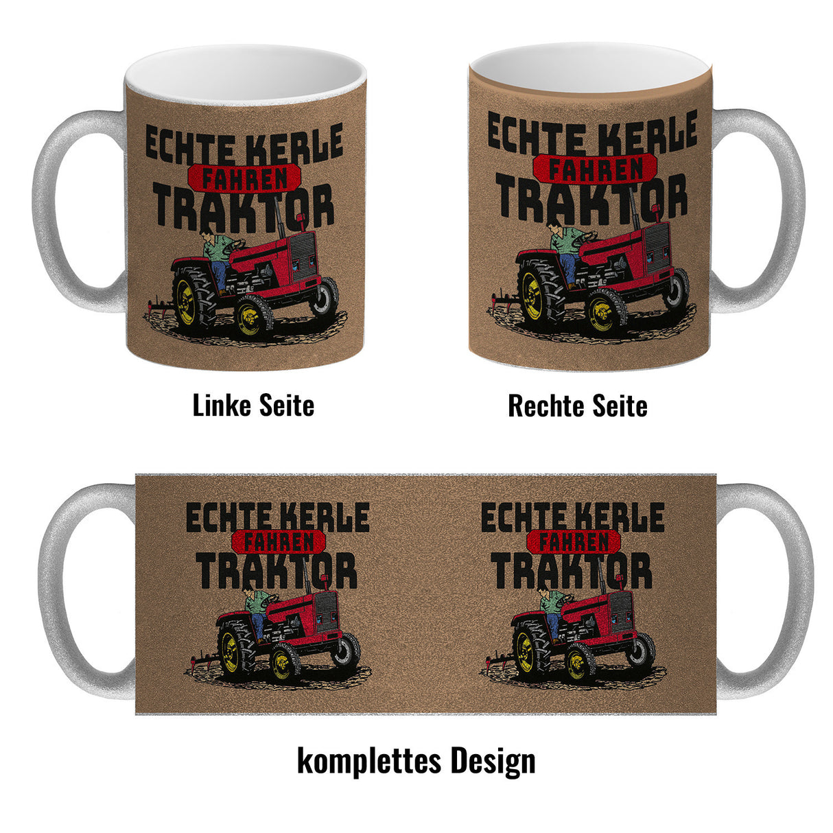 Echte Kerle fahren Traktor Kaffeebecher in braun