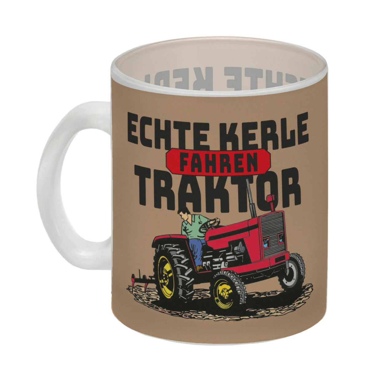Echte Kerle fahren Traktor Kaffeebecher in braun