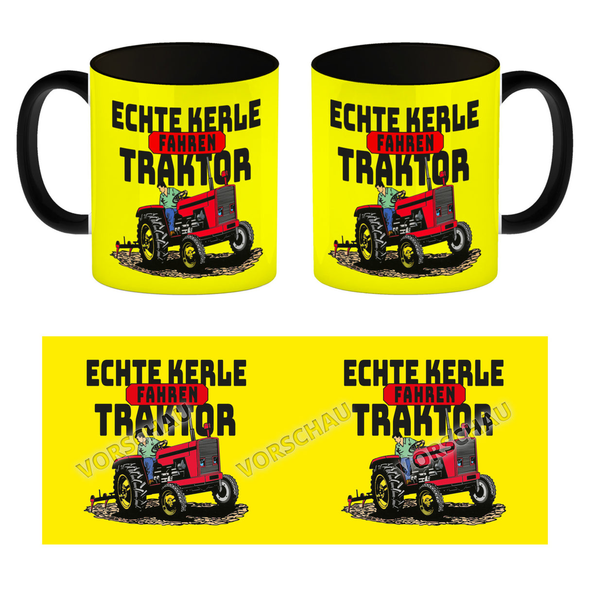 Echte Kerle fahren Traktor Kaffeebecher in braun