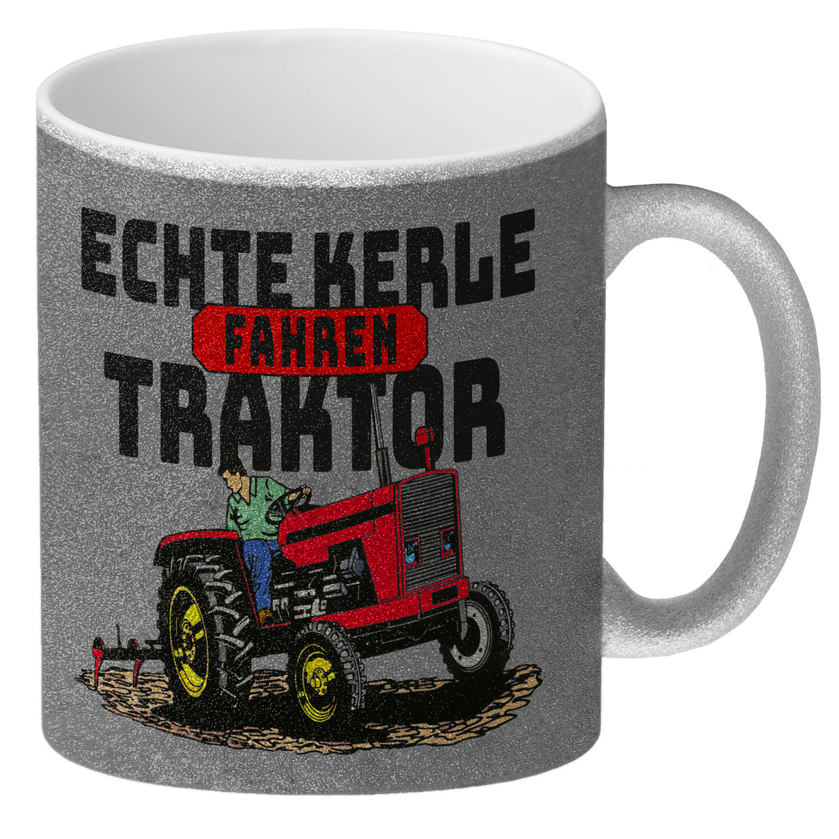 Echte Kerle fahren Traktor Kaffeebecher in braun