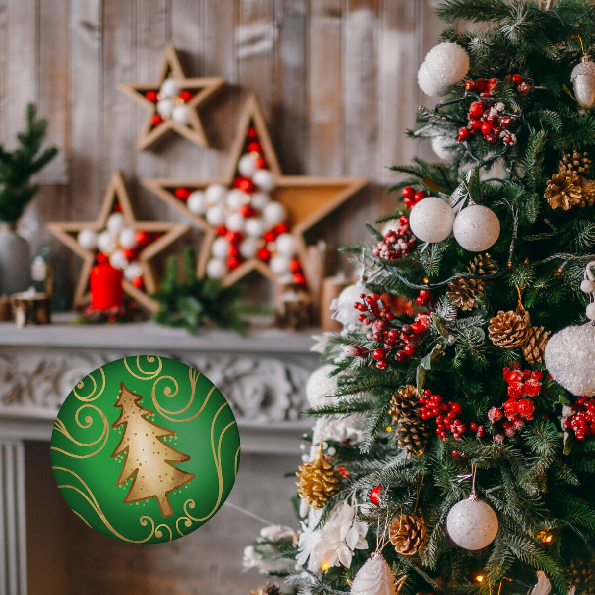 Christbaum Weihnachten Magnet rund