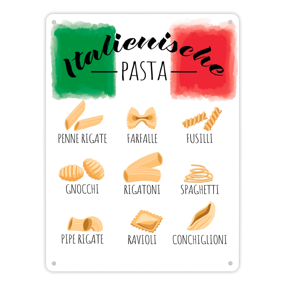 Italienische Pasta Metallschild