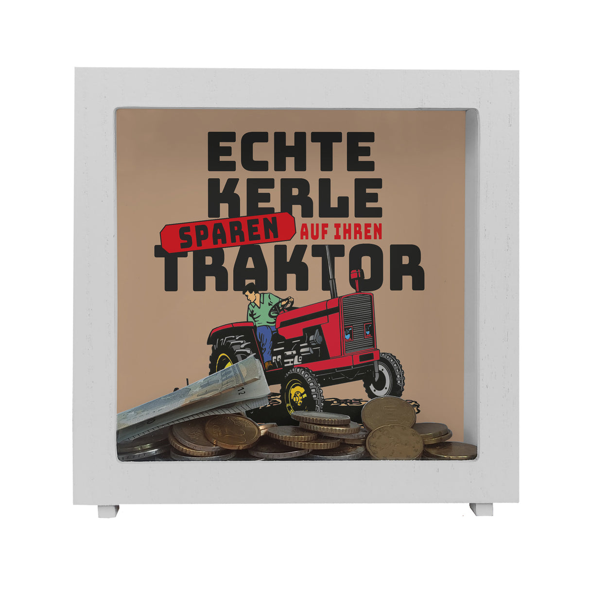 Echte Kerle sparen auf ihren Traktor Spardose für Landwirte