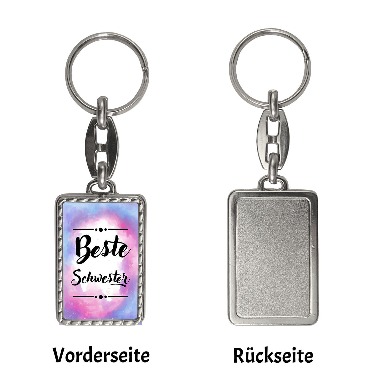 Beste Schwester Schlüsselanhänger in Wasserfarbenoptik