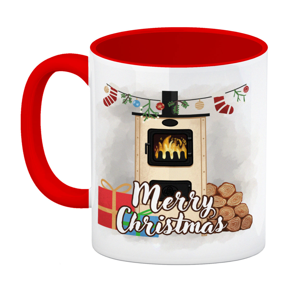 Merry Christmas Holzofen Kaffeebecher für Weihnachten