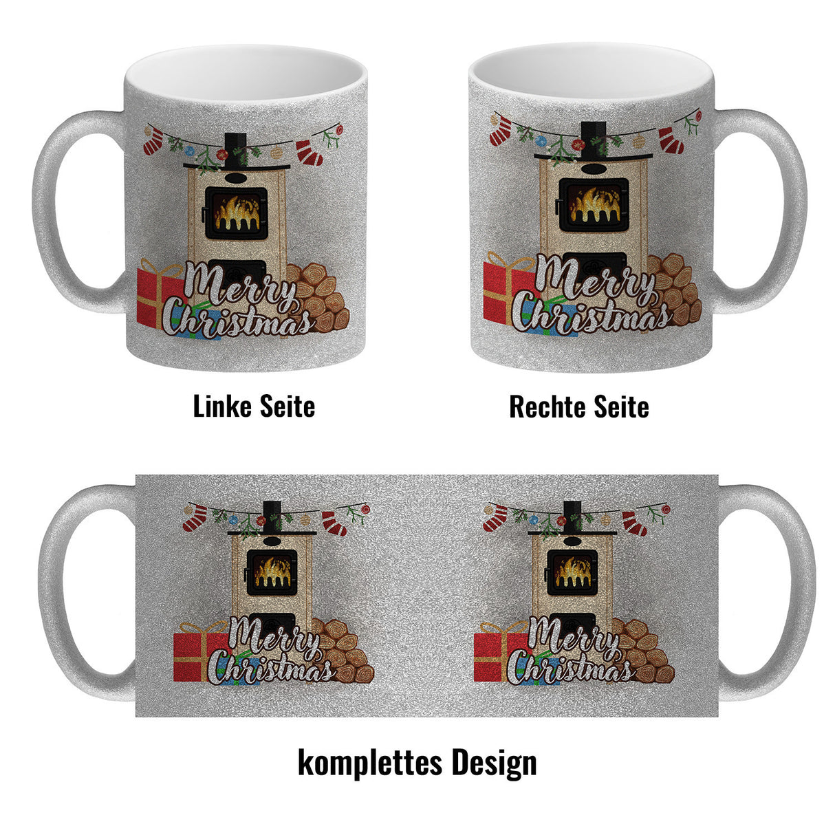 Merry Christmas Holzofen Kaffeebecher für Weihnachten