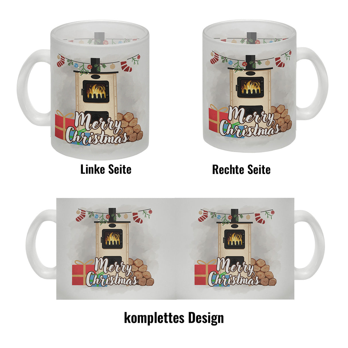 Merry Christmas Holzofen Kaffeebecher für Weihnachten