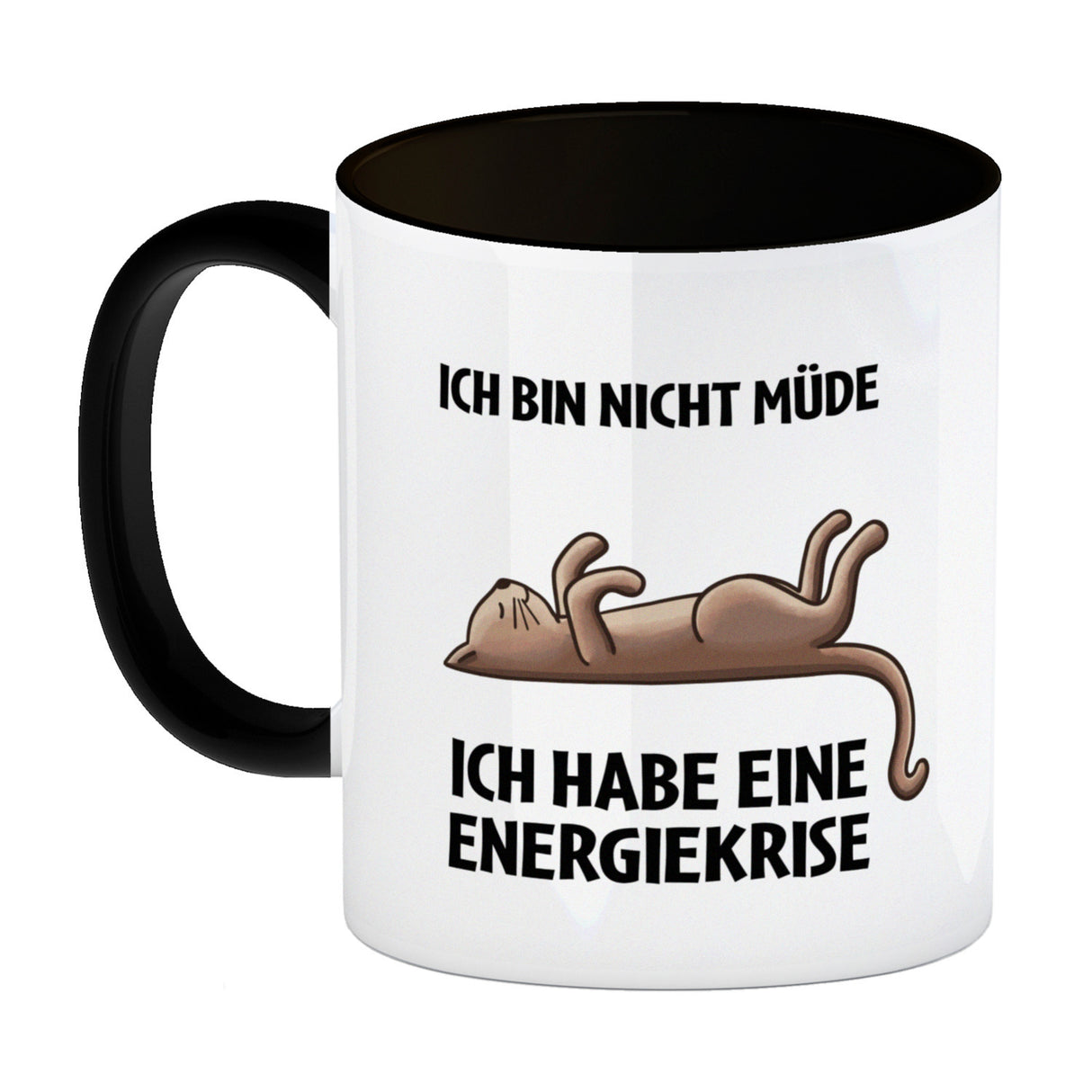 Bin nicht müde ich habe eine Energiekrise Katze Kaffeebecher