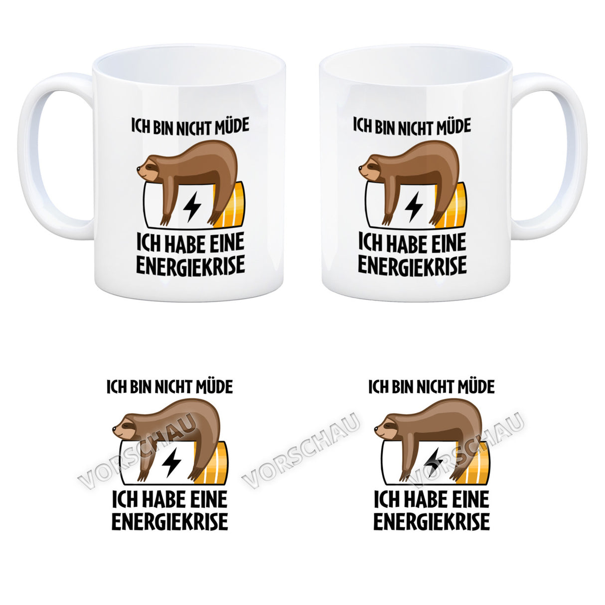 Bin nicht müde ich habe eine Energiekrise Katze Kaffeebecher