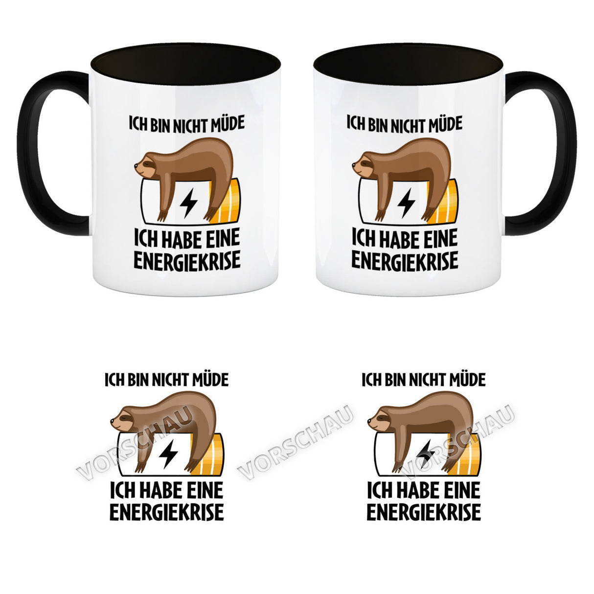 Bin nicht müde ich habe eine Energiekrise Katze Kaffeebecher