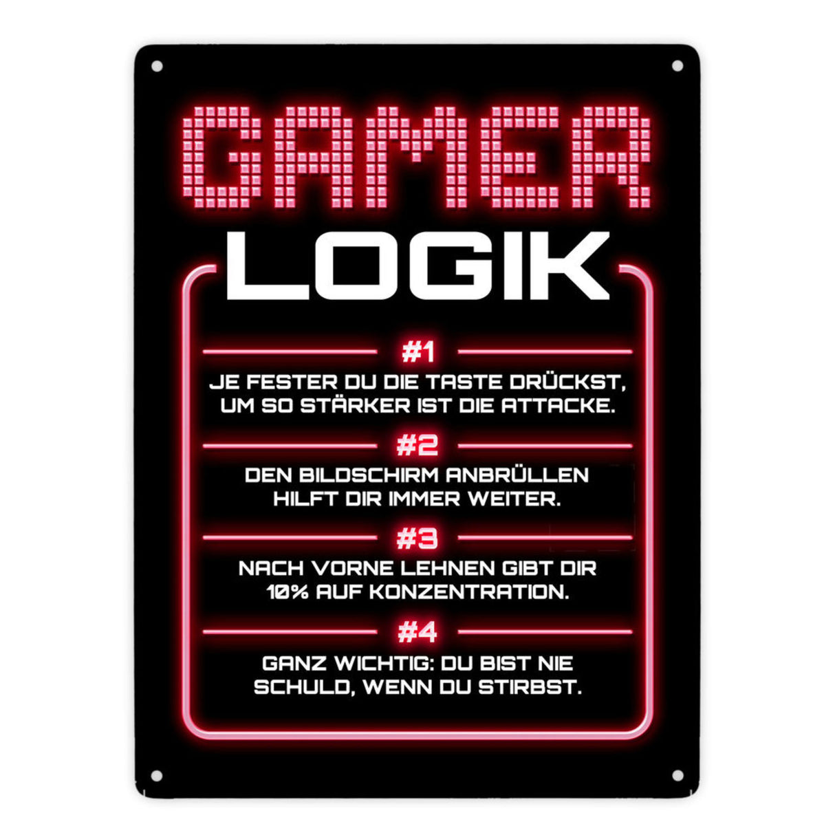 Gamer Logik Metallschild