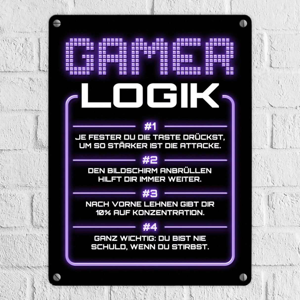 Gamer Logik Metallschild