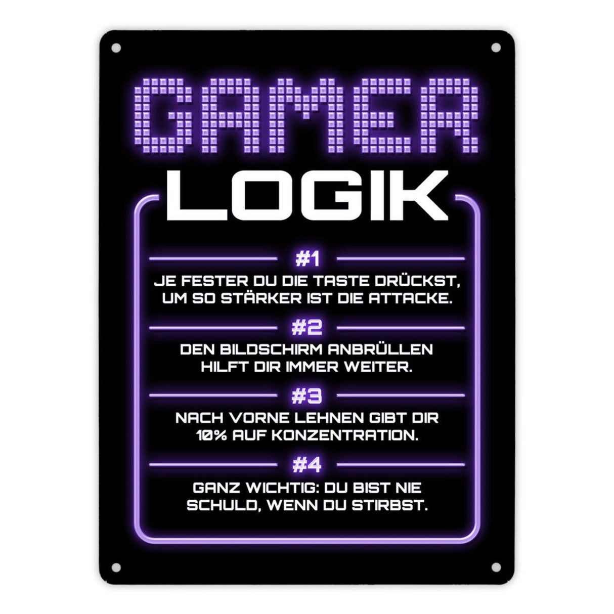 Gamer Logik Metallschild