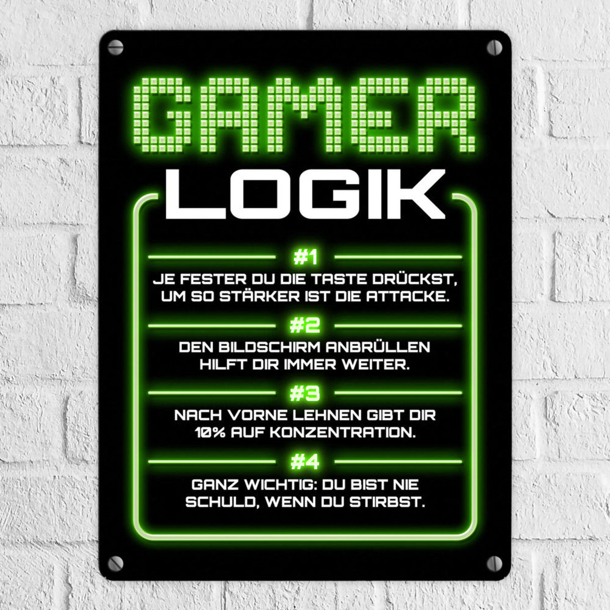 Gamer Logik Metallschild
