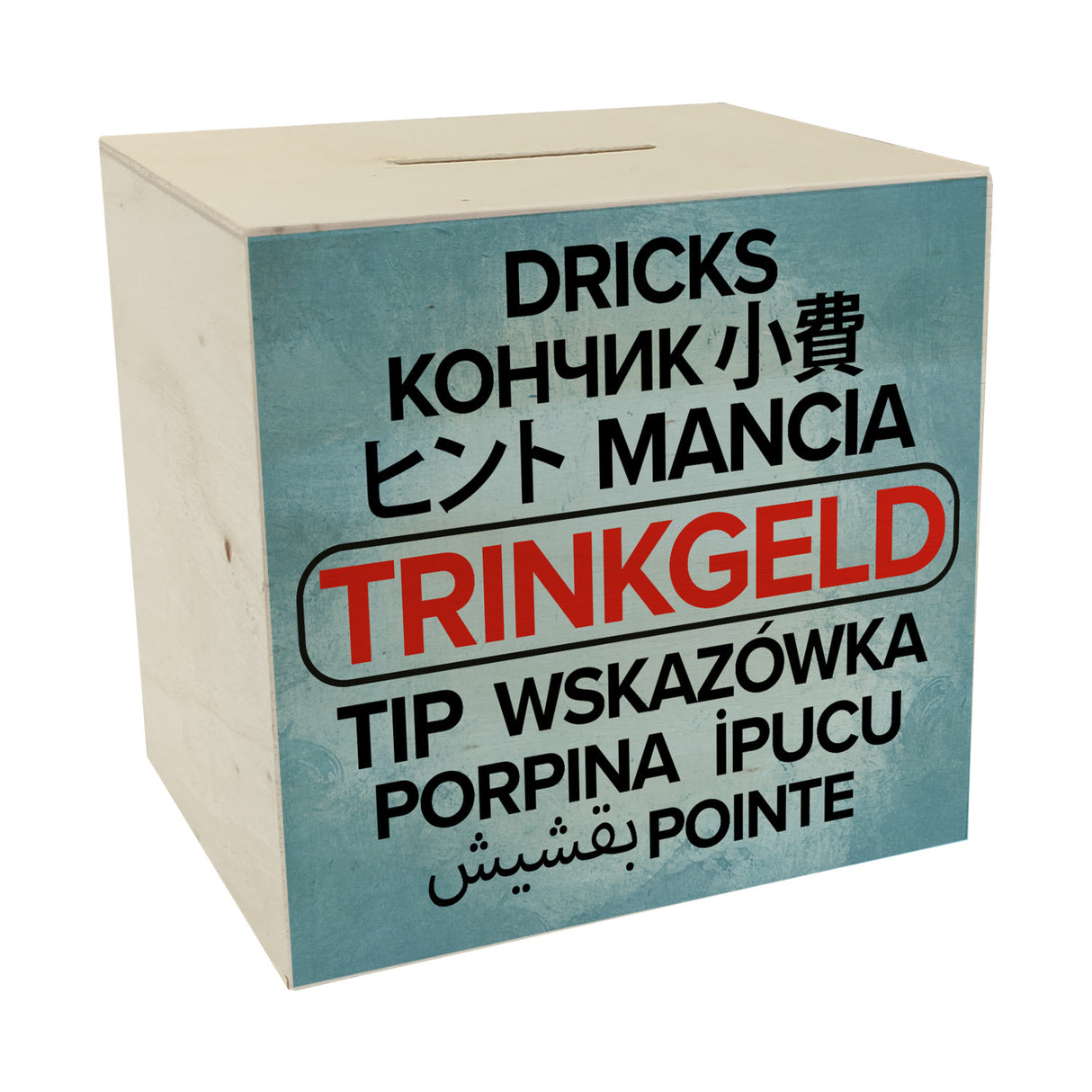 Trinkgeld in verschiedenen Sprachen Spardose