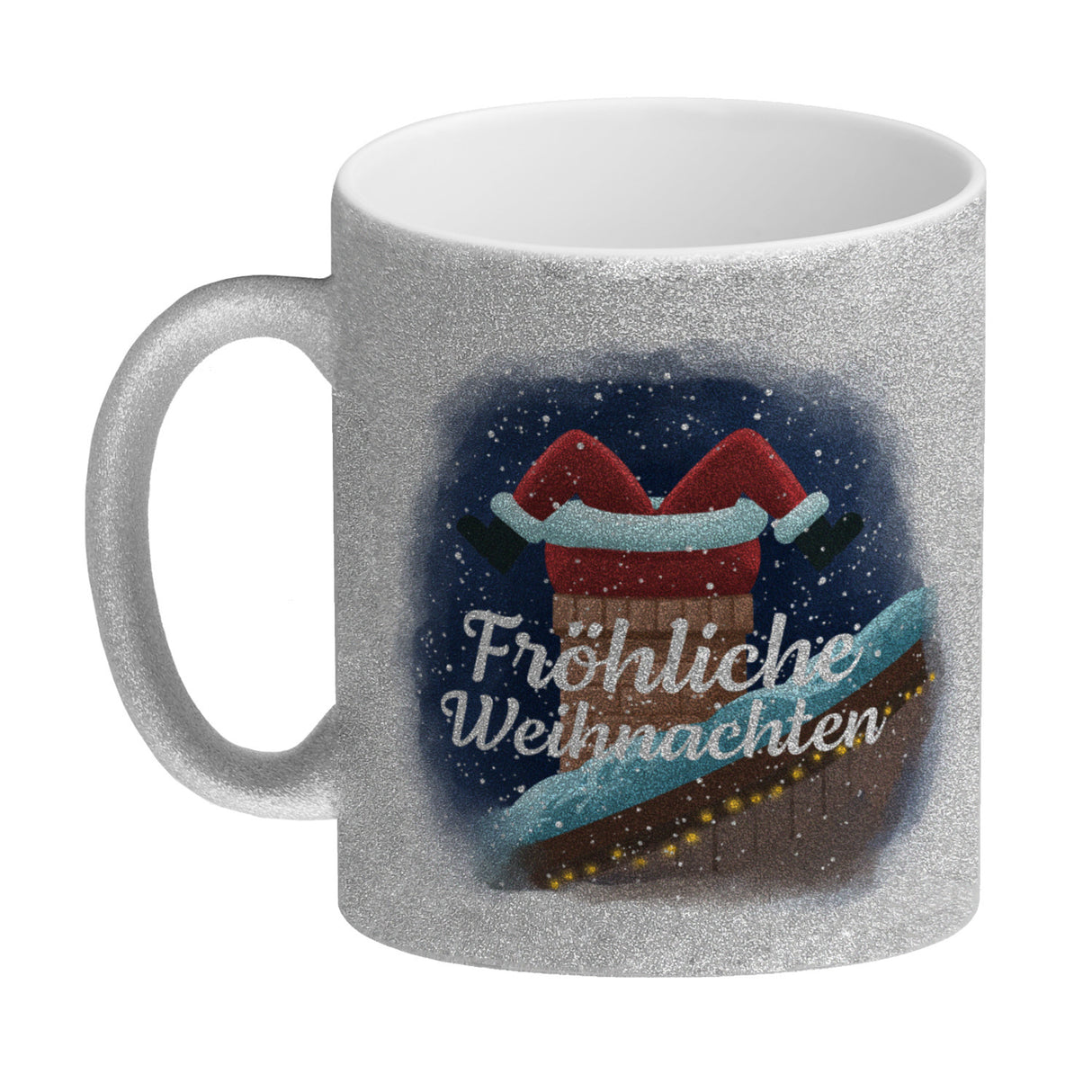 Fröhliche Weihnachten Weihnachtsmann im Kamin Kaffeebecher