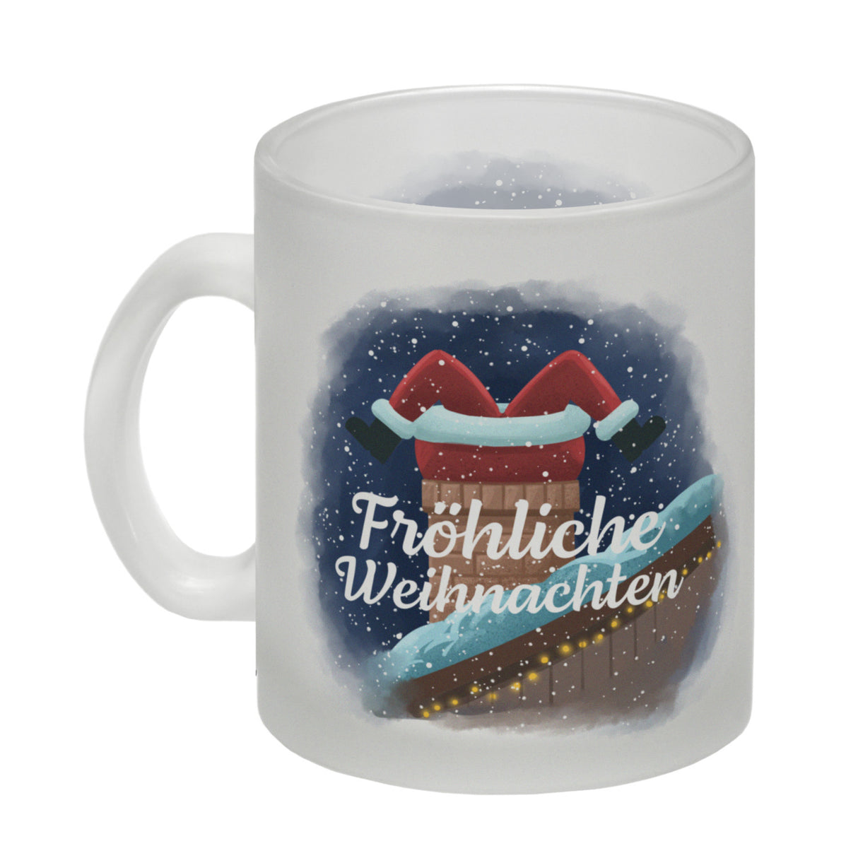 Fröhliche Weihnachten Weihnachtsmann im Kamin Kaffeebecher