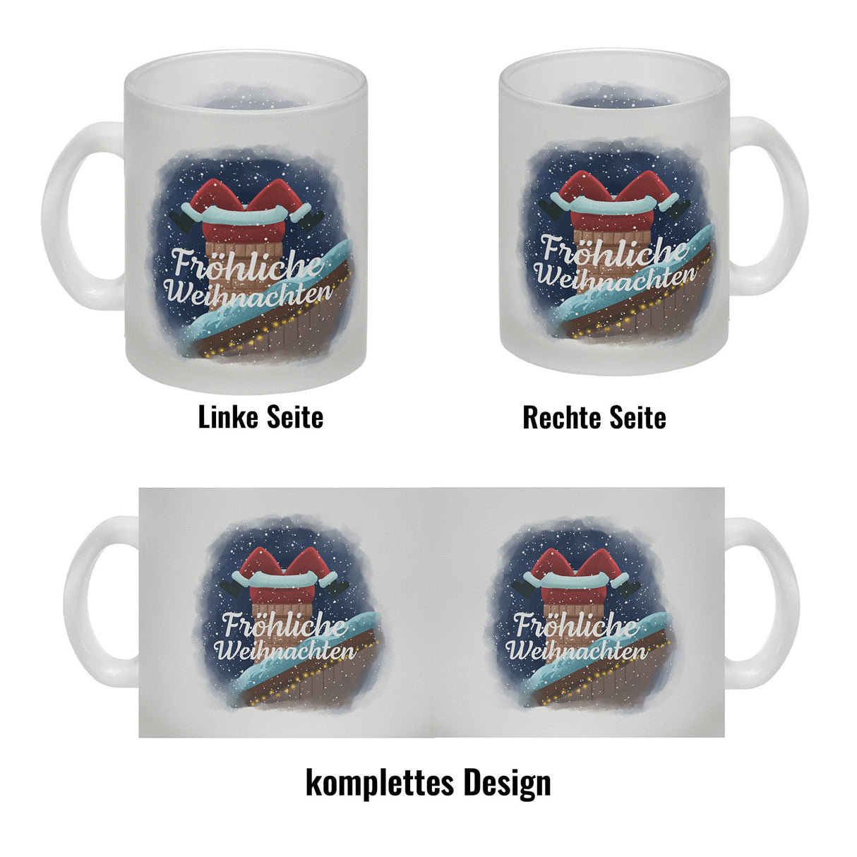 Fröhliche Weihnachten Weihnachtsmann im Kamin Kaffeebecher