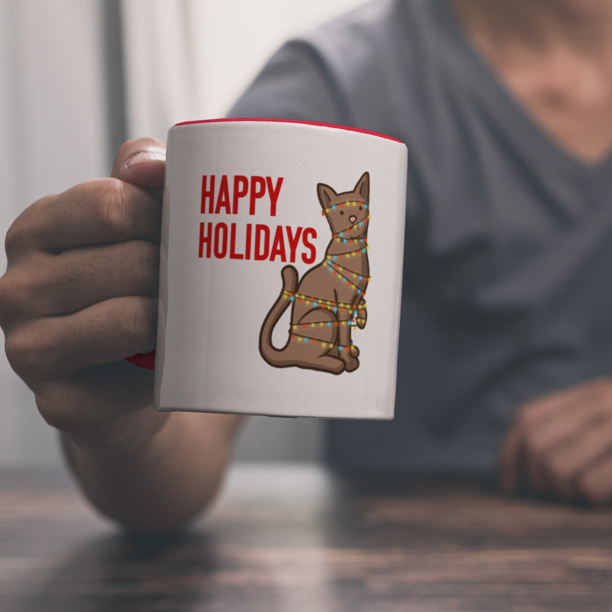 Happy Holidays Weihnachtskatze Kaffeebecher