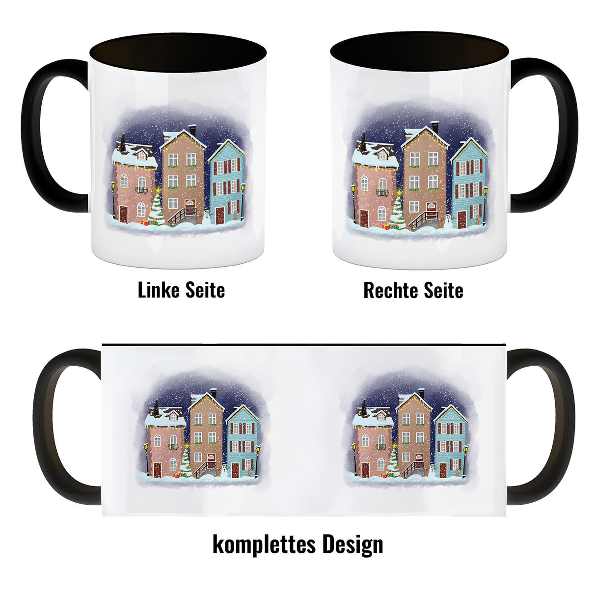 Winterlandschaft Kleinstadt Kaffeebecher