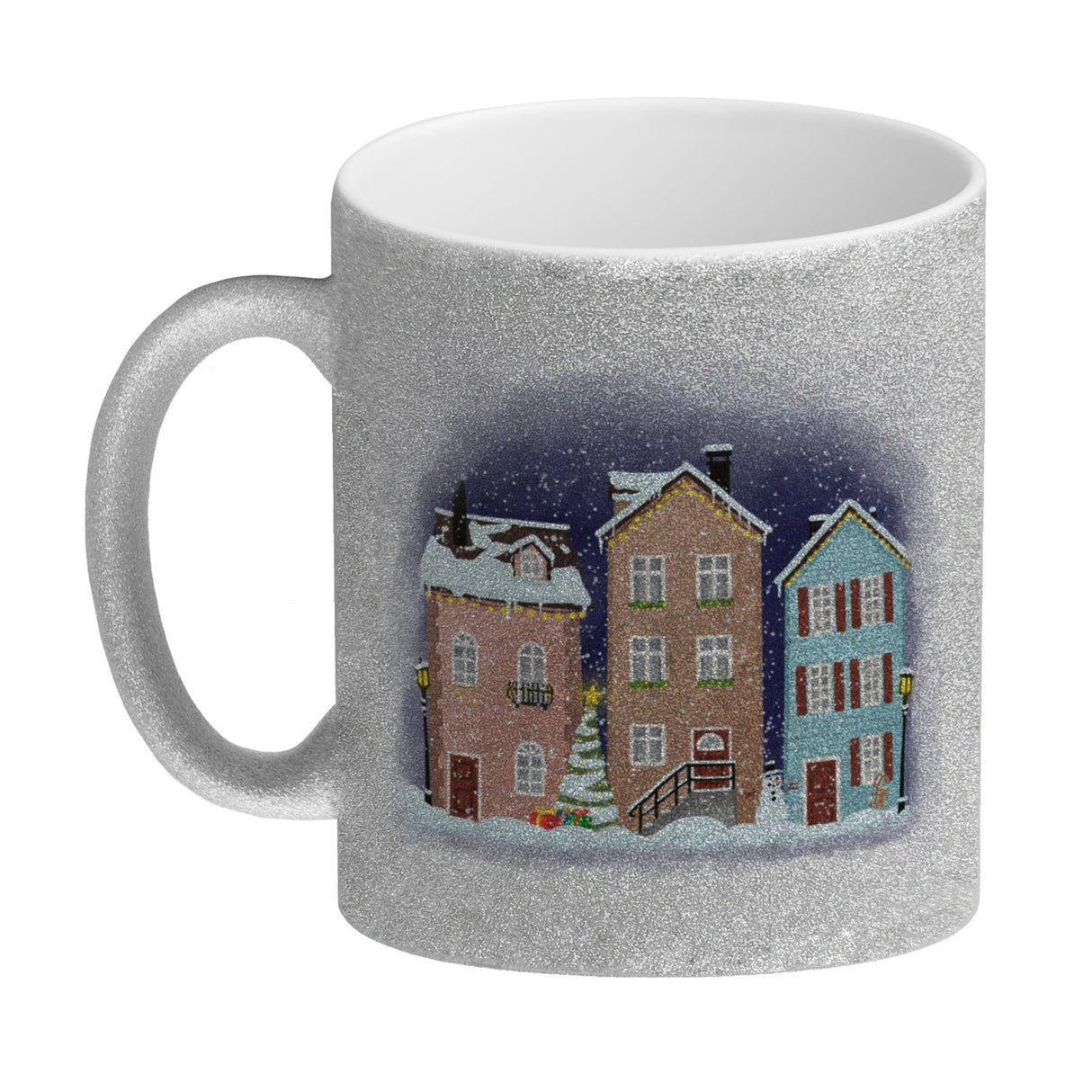 Winterlandschaft Kleinstadt Kaffeebecher