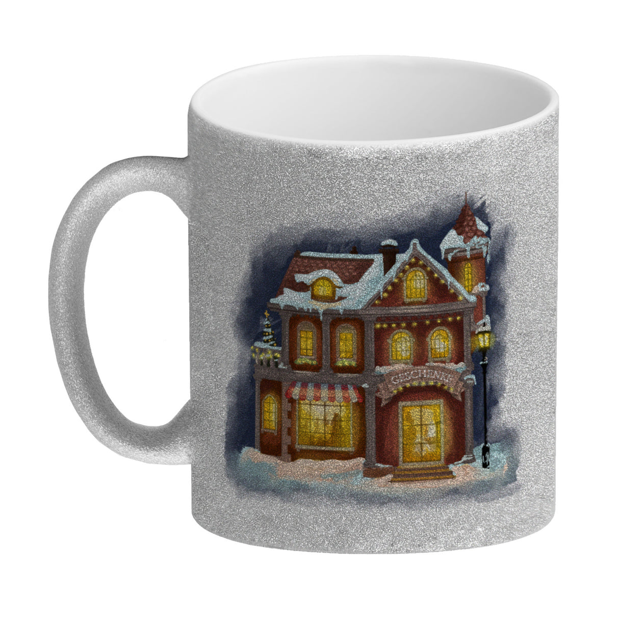Geschenkeladen Weihnachtsmotiv Kaffeebecher