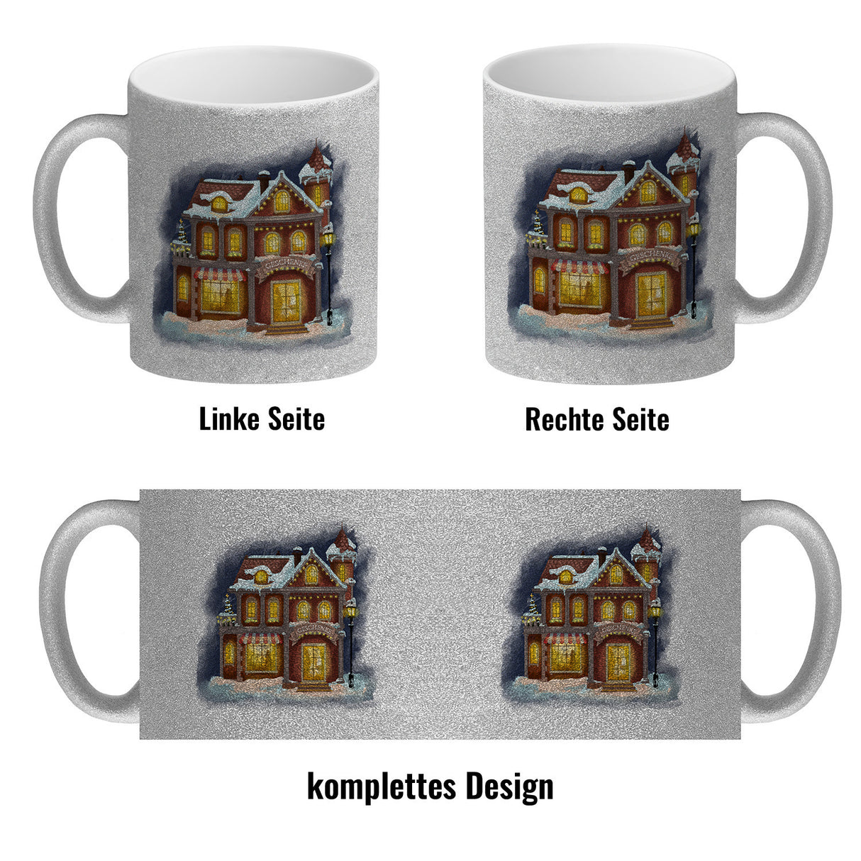 Geschenkeladen Weihnachtsmotiv Kaffeebecher