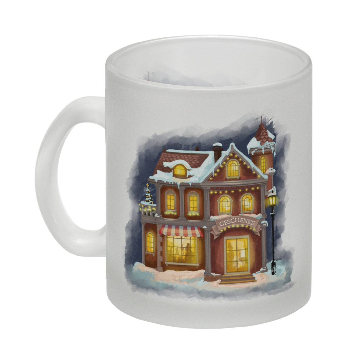 Geschenkeladen Weihnachtsmotiv Kaffeebecher
