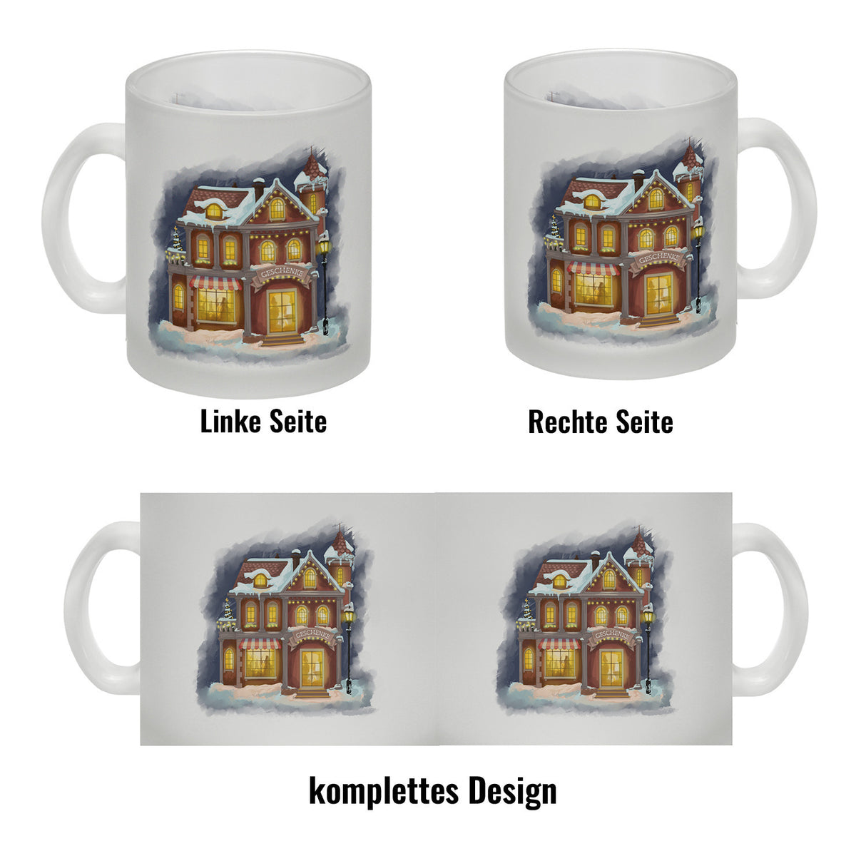 Geschenkeladen Weihnachtsmotiv Kaffeebecher