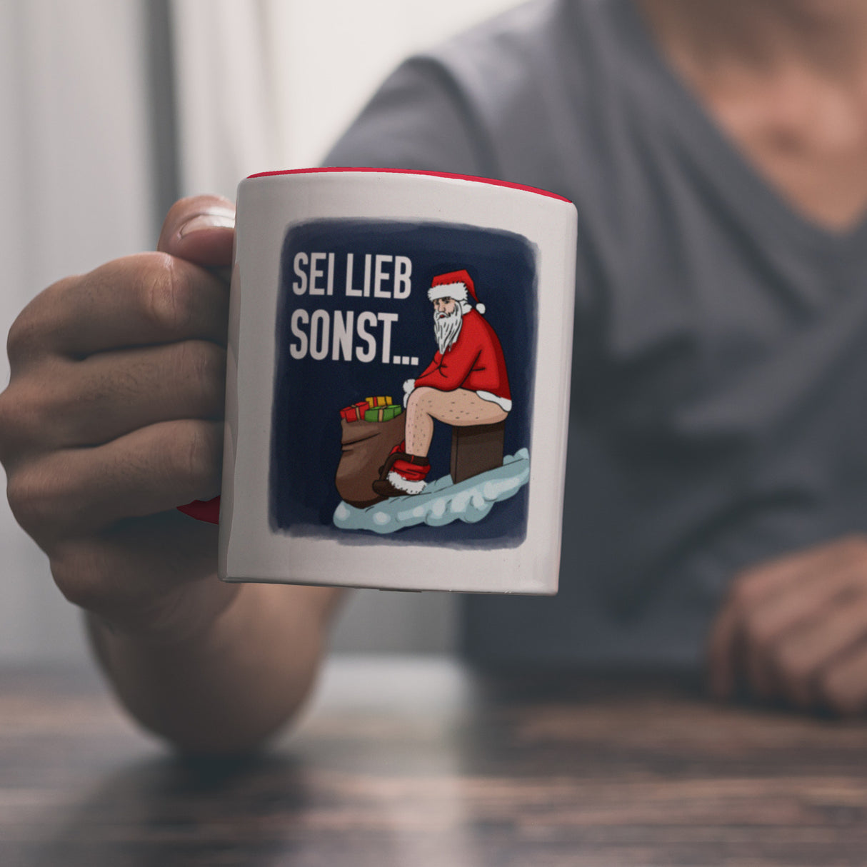 Sei lieb sonst… frecher Weihnachtsmann Kaffeebecher