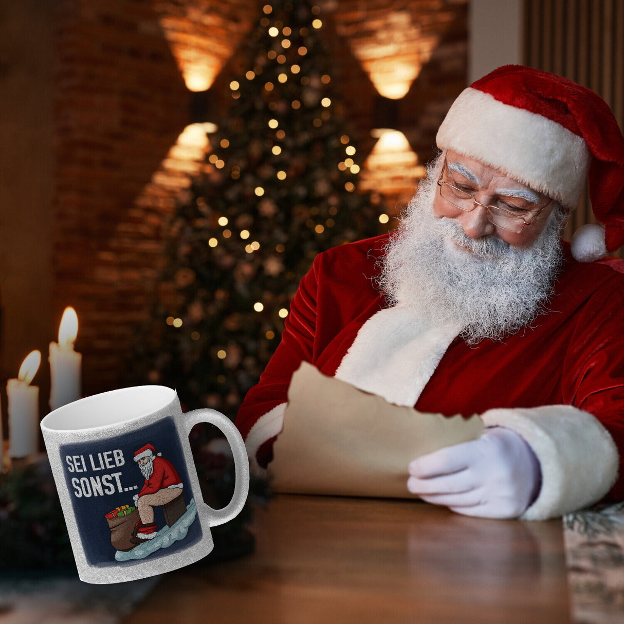 Sei lieb sonst… frecher Weihnachtsmann Kaffeebecher