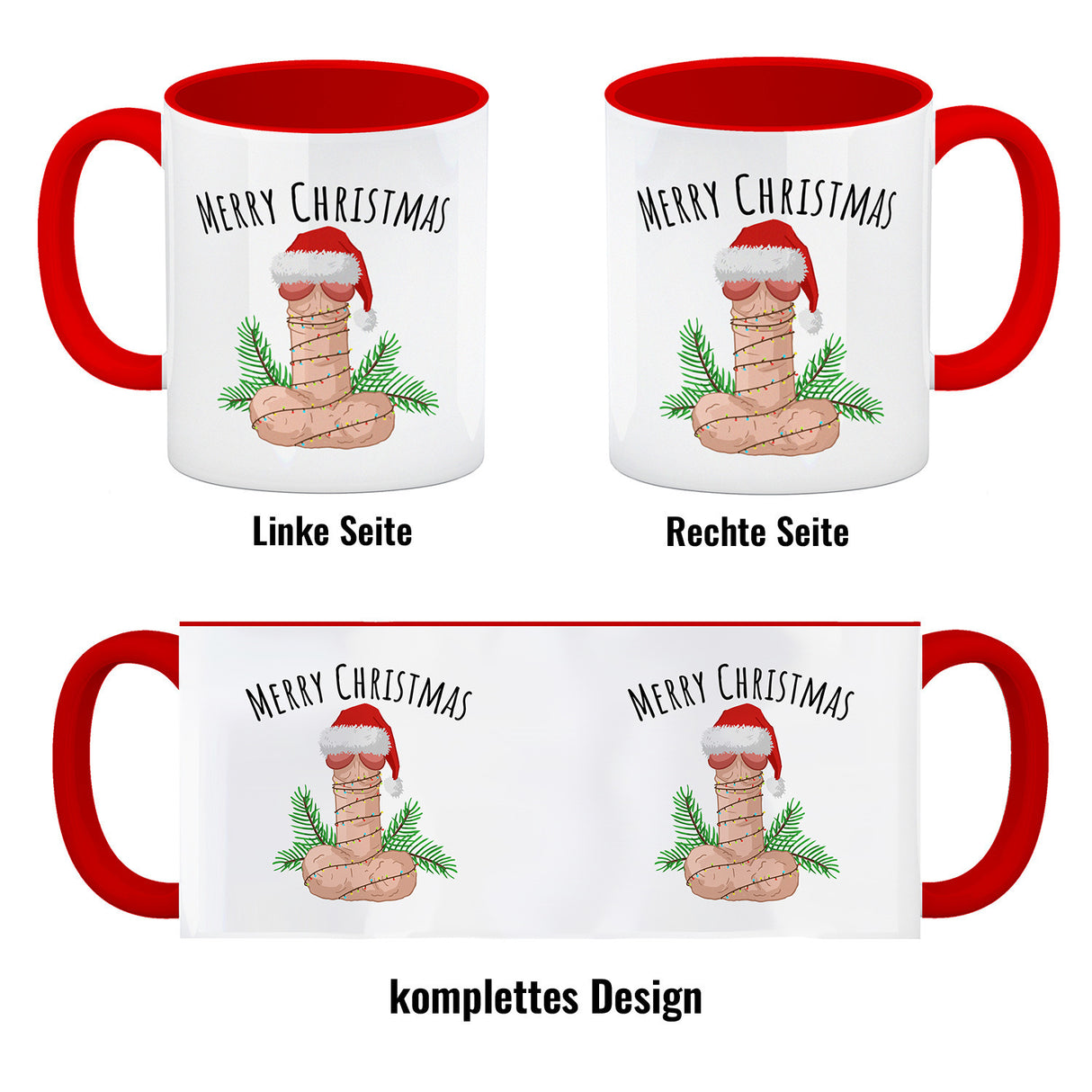 Merry Christmas Penis mit Weihnachtsmütze Kaffeebecher