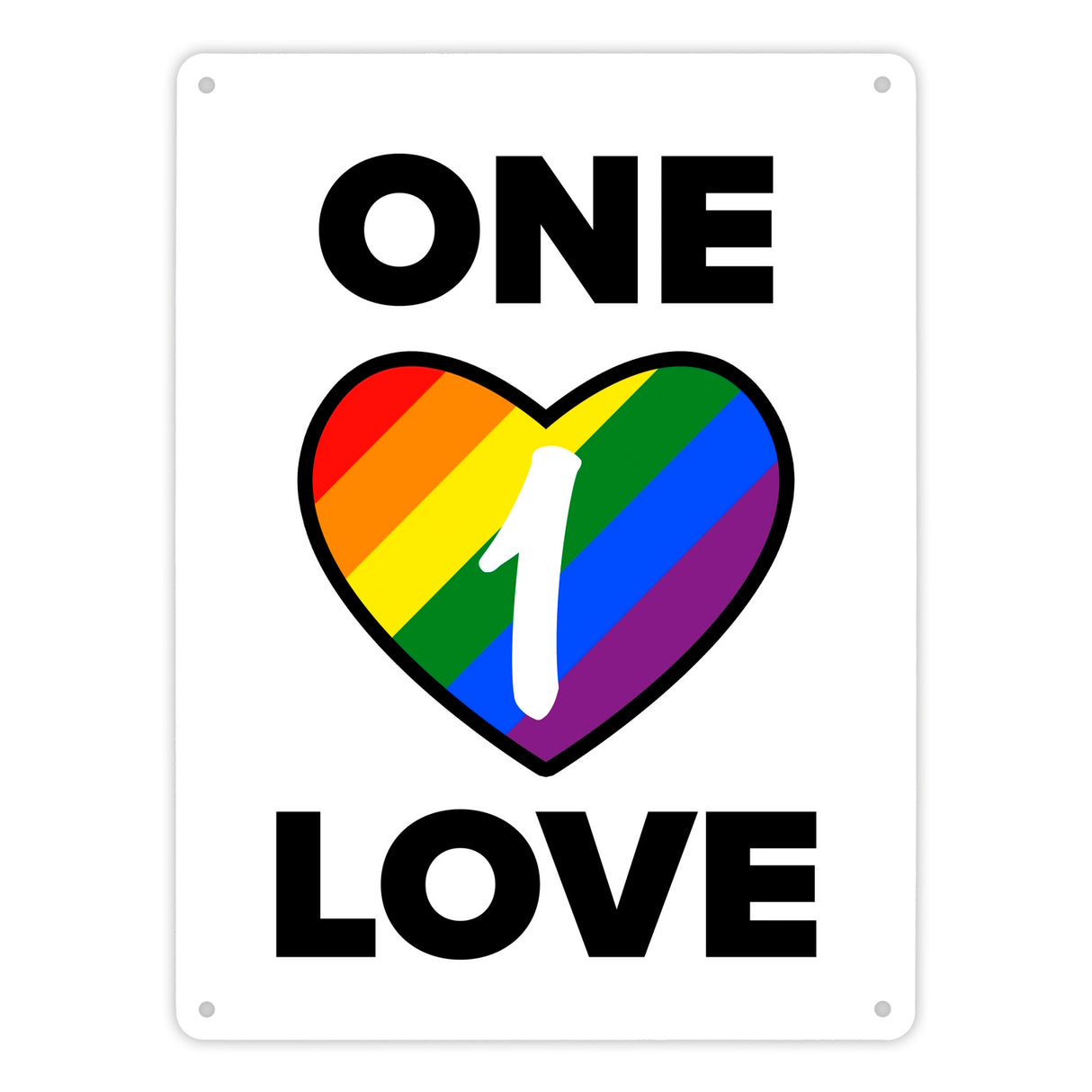 One Love Regenbogen Metallschild