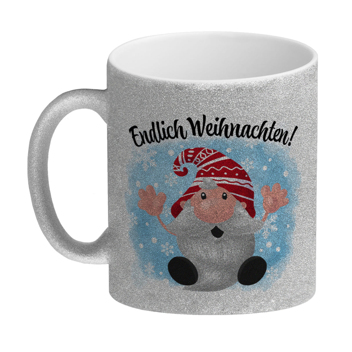 Endlich Weihnachten Kaffeebecher mit kleinem Wichtel