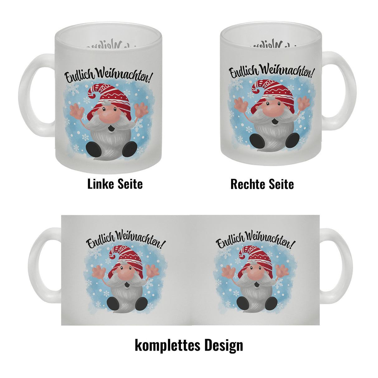 Endlich Weihnachten Kaffeebecher mit kleinem Wichtel